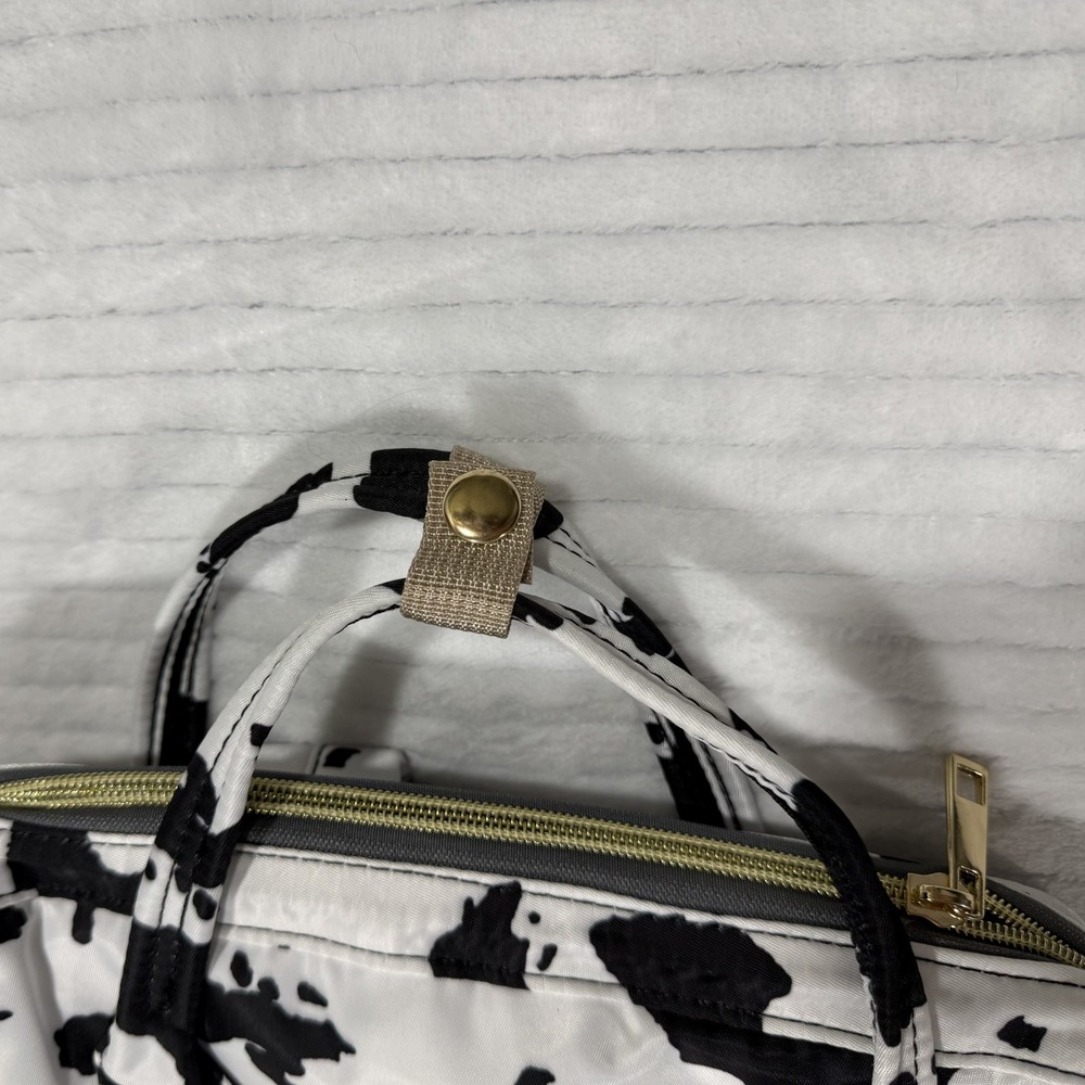 Cow Print Diaper Bag Backpack Black White Baby Bag Travel Backpack Multi Pocket - Picture 9 of 13